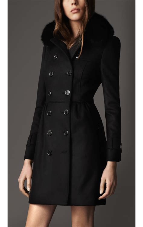 burberry fur collar wool coat women|burberry black wool coat women's.